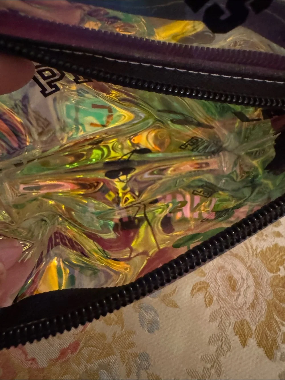 Victoria's Secret PINK Clear Iridescent transparent Backpack gold LAS VEGAS